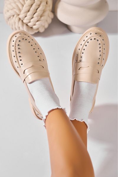 Joana Women's Casual Shoes Beige Made of Akeria Ecological Leather