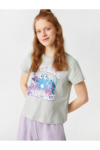 Koton Printed Short Sleeve Crew Neck Slim T-Shirt