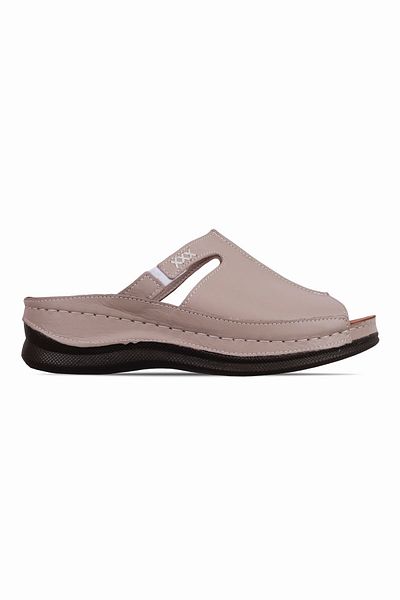 Lal Shoes & Bags Дамски чехли от естествена кожа с единична лента и висока подметка Diamond - VISION