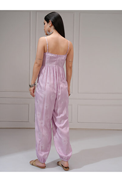 Vishudh By Styli Women Pink Wide Leg Printed Jumpsuit