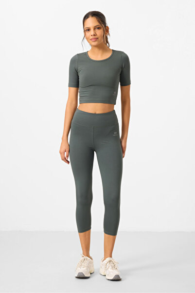 TOMMY LIFE Çağla High Waist Capri-Crop T-Shirt Slim Fit Women's Leggings Set - 95285