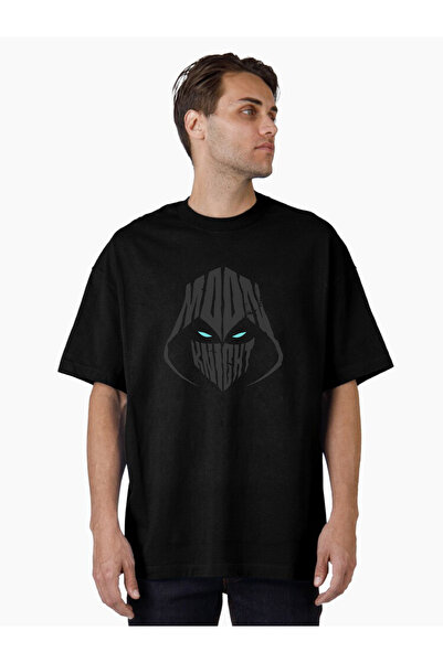 RawNox Unisex Bol Kalıp Siyah Moon Knight Tshirt
