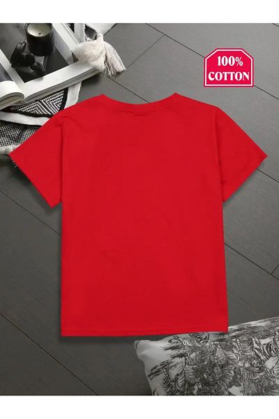 vinraus Girl\Boy Red Black Spider Printed Combed Cotton T-Shirt