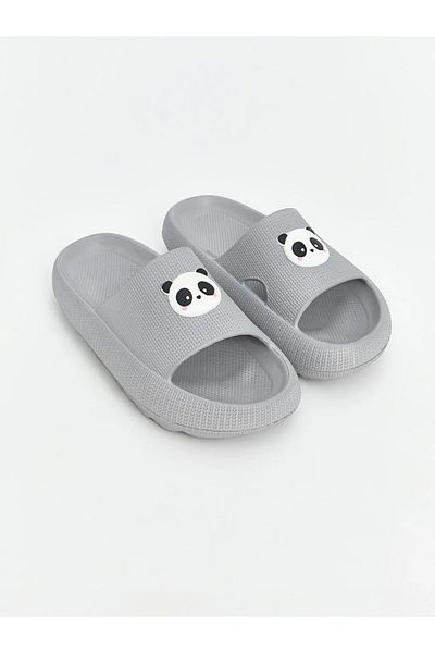 LC Waikiki Γκρι Panda εμπριμέ παντόφλες για κορίτσια