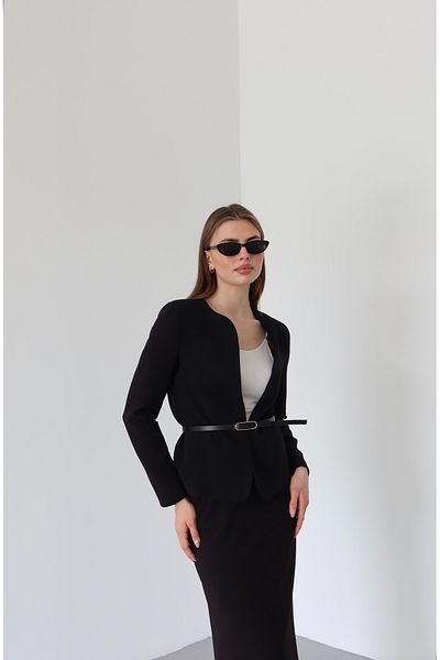 Laluvia Black Elvira Pencil Skirt Jacket Suit - 8661