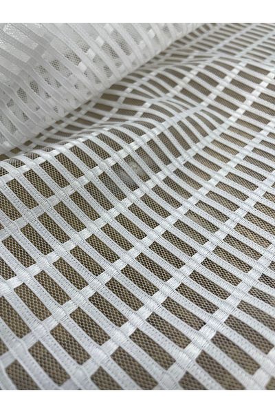 METERİAL Square Textured White Mesh Fabric 1 Meter |   Modern and Stylish