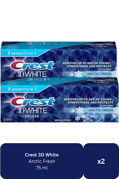 CREST 3D White Deluxe Arctic Fresh Toothpaste 75ml x2