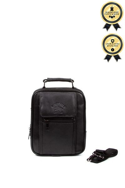 Newish Polo Black Genuine Leather & Steel Case Small Size Hand & Shoulder Bag with Cover