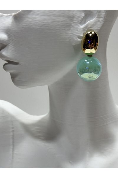 MFM STORE Gold Detail Silvery Earrings