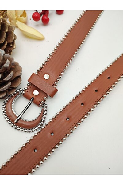 Sanalbolluk Oval Tokalı Kenarı Boncuklu Spor Model Kadın Kemer