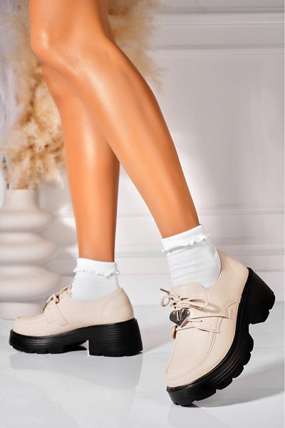 Joana Women's casual shoes Beige made of ecological leather Aleila