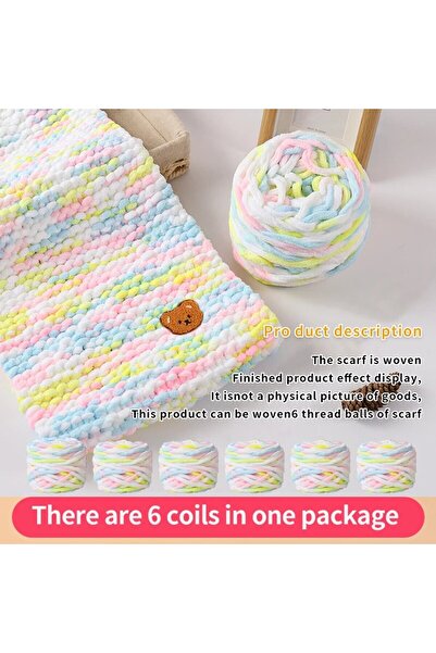 Choice 70 6 كرات خيط + 1 دمية دب مجوهرات هدية مصنوعة يدويًا وشاح منسوج خيط DIY مخطط ثلجي خيط سميك