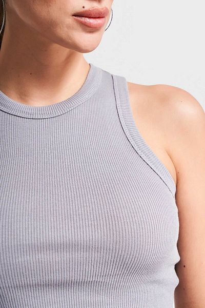 its basic Women's Anthracite Color S5-12 Halter Neckline Stretchy Camisole Fabric Crop Top Body