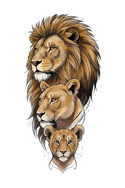 MegaSticker Autocolant Leo Lion Family Autocolant pentru mașină, motocicletă, cască, laptop, geam 13x6 cm