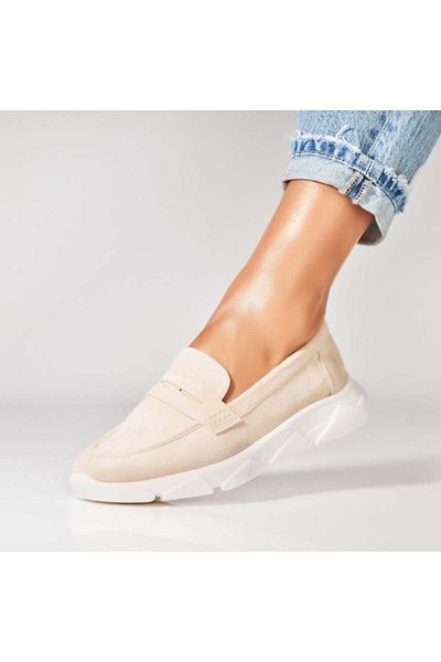 Joana Women's casual shoes in beige suede Hudsyn