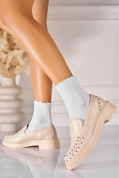 Joana Women's Casual Shoes Beige Made of Akeria Ecological Leather