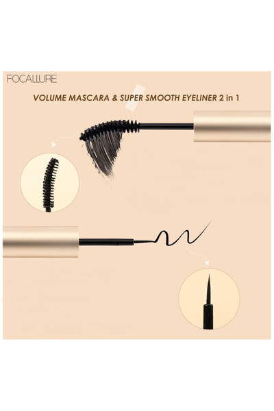 Focallure Řasenka Focallure Stay Max Waterproof Mascara&Eyeliner 2N1, 01