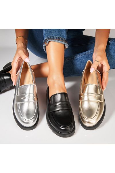 Joana Women's Casual Shoes Gold Made of Ecological Patent Leather Nasiya