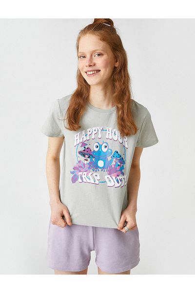 Koton Printed Short Sleeve Crew Neck Slim T-Shirt