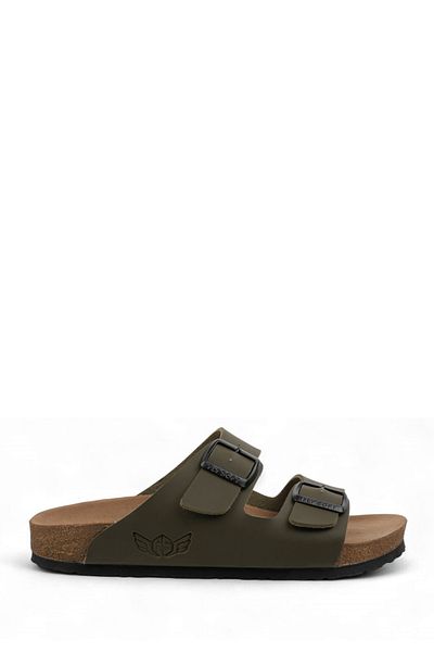 FLY SOFT Pisa Khaki Anatomical Sole Men's Slippers (Comfort)