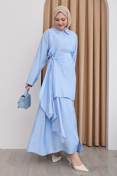 InStyle Baby Blue Ayrobin Dress with Tie Waist