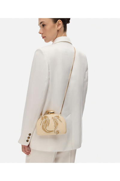 İpekyol Denizatı figürlü rafya çanta