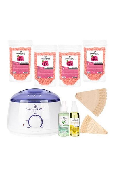 Senso Pro Professional Epilation Kit, SensoPro Milano, Rosa, Heater, 4 Wax Packs, 2 Epilation Oils, Spatulas