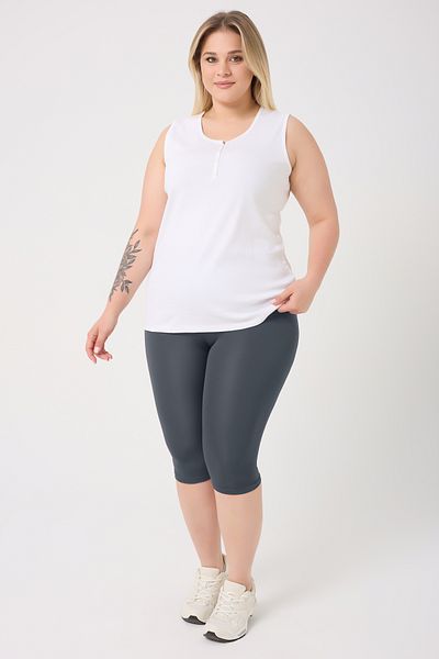 BANEGA Large Size Sports' Bottom, Gathering Diving Fabric Below Knee and Anthracite Leggings