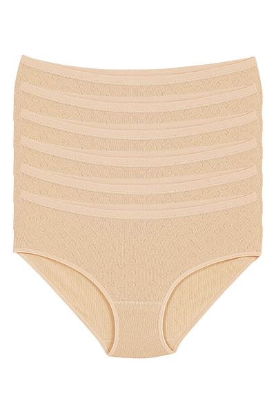 YILDIZ Cotton Heart Ribbed Bato Panties 6Pcs Skin Star (Kod3591)