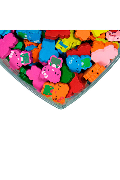 Prestij Boncuk خرز خشبي على شكل قطة بألوان مختلطة