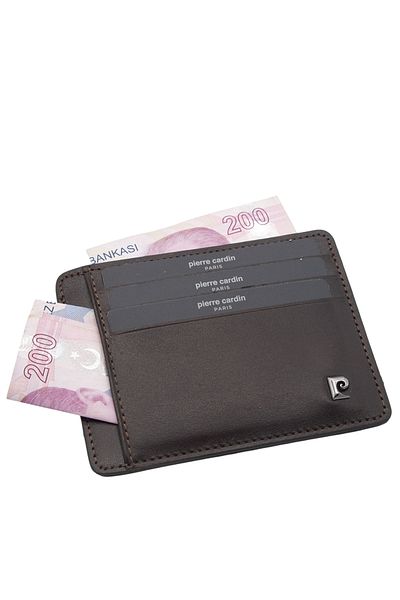 Pierre Cardin Brown Analin Unisex Leather Card Holder 0422D06