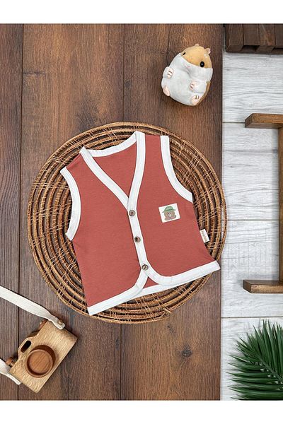 Adda Baby Baby Boy Vest Cotton Thin Seasonal Teddy Bear Printed Buttoned