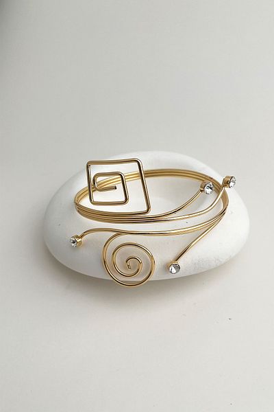 Modex Gold Color Geometric Stone Detailed Arm Accessory (Diameter:9Cm)