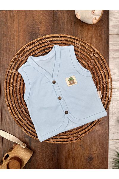 Adda Baby Baby Boy Vest Cotton Thin Seasonal Teddy Bear Printed Buttoned