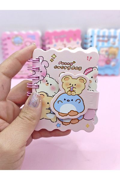 Limmy Mini blocnotes cu buzunar cu velcro cu animale drăguțe (7x8 cm)