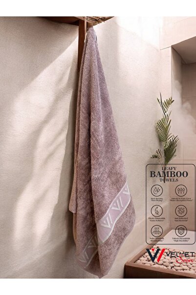 Velvet Soon Bambu Kahve V Bordür 70x140 Banyo Havlusu