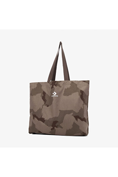 Converse Classic Unisex Desenli Kahverengi Tote Çanta