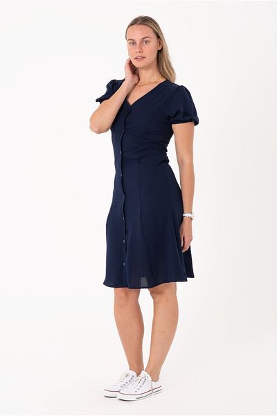 SCREENSHOT Women's 100% Viscose Navy Blue Dress / Ideal for Special and Daily Use / Stylish and Elegant Design