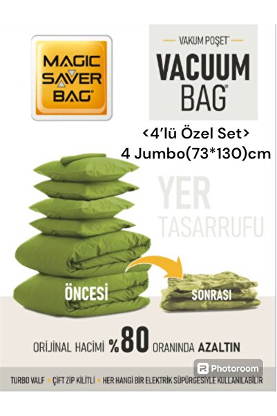 Vakum Hurcu 4'lü Set Jumbo 73x130 Cm Vakumlu Hurç - Vakumlu Poşet -