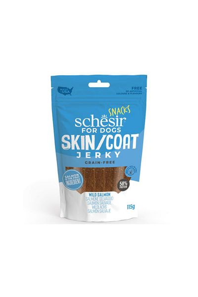 Schesir Snacks Skin and Coat Jerky Salmon Dog Treats - 115 g
