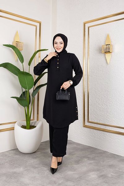 Nevayla Moda Aeroboş Fabric Double Set - Black / T0109