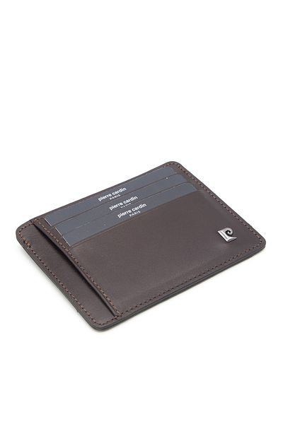 Pierre Cardin Brown Analin Unisex Leather Card Holder 0422D06