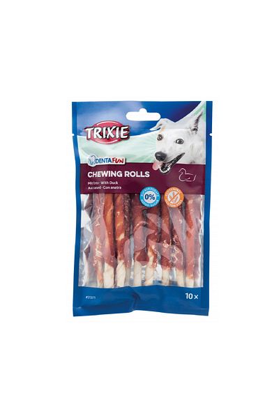 Trixie Denta Fun Duck Chewing Rolls Dog Treats - 80g