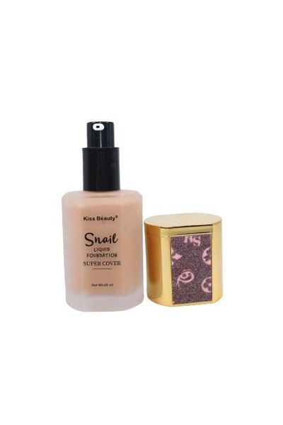 Kiss Beauty Fond de ten cu extract de melc a coperire, Kiss Beauty, Snail, Super Cover, 332, 45 ml
