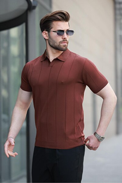 Madmext Tile Polo Neck Knitwear Men's T-Shirt E7417
