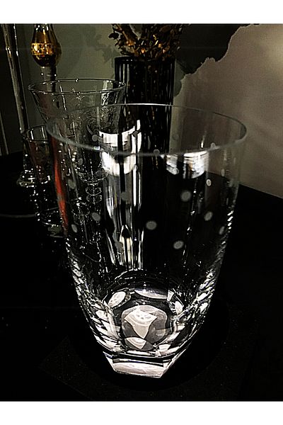 DECOSTYLE Cold Keme Point Crystal Decorated Angular Completely Handcrafted Water Soft Drink Glass 6 Pcs