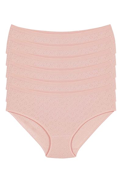 YILDIZ Cotton Heart Ribbed Bato Panties 6 Pack Powder Star Kod3588