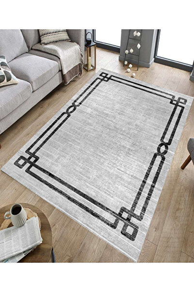 GNL HOME Gri Geometrik Desenli Dijital Baskı Salon,Koridor,Mutfak,Balkon,Ofis...