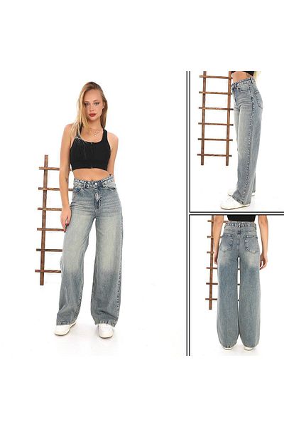 DENİKK Trend Unisex BAGGY Loose Cut JEAN DENIM Παντελόνι Palazzo