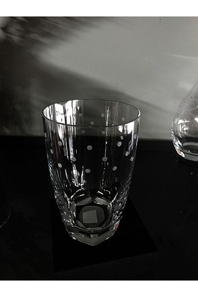 DECOSTYLE Cold Keme Point Crystal Decorated Angular Completely Handcrafted Water Soft Drink Glass 6 Pcs